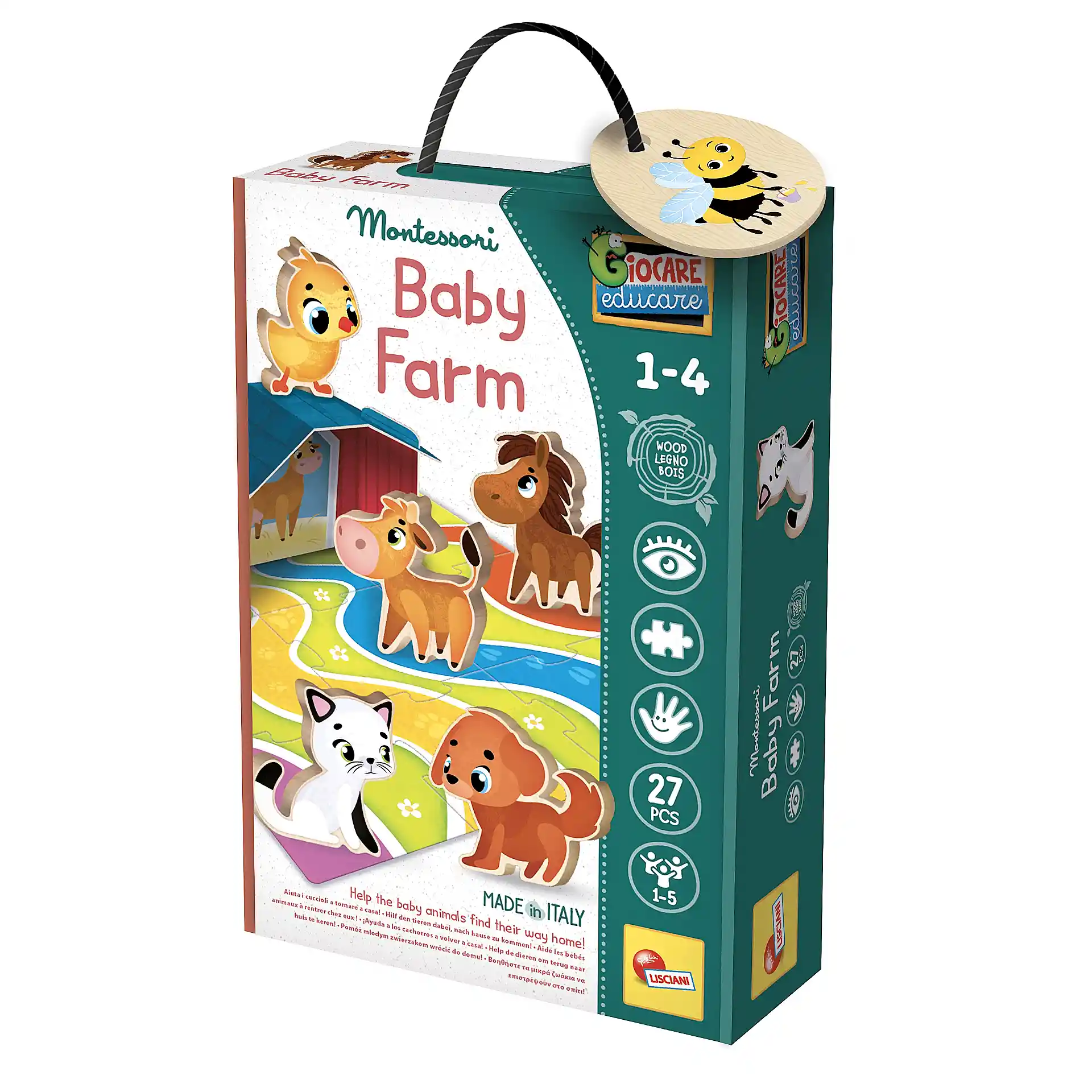 משחק חווה מעץ מונטסורי לתינוקות | Lisciani