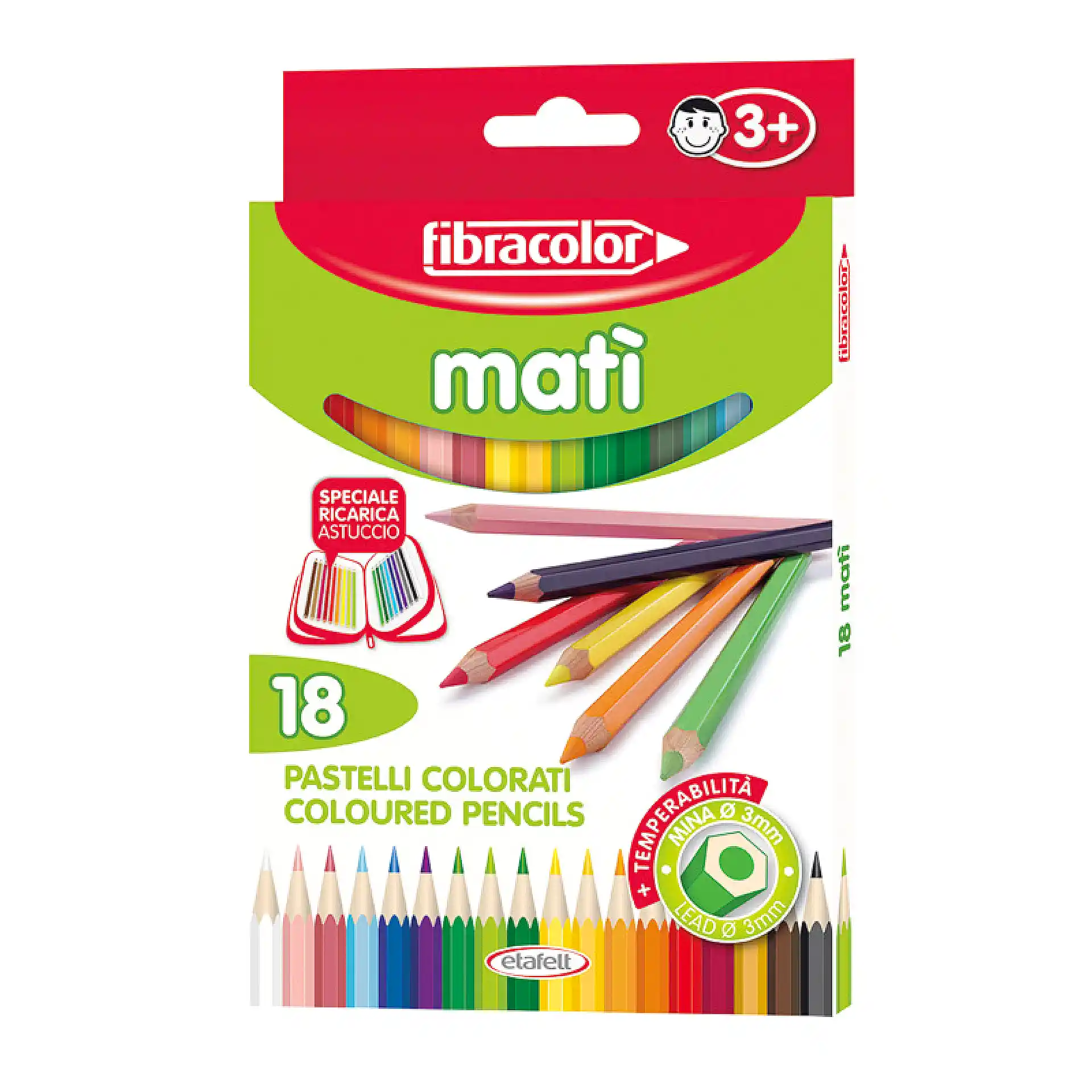 עפרונות צבעוניים דקים – 18 צבעים – Fibracolor