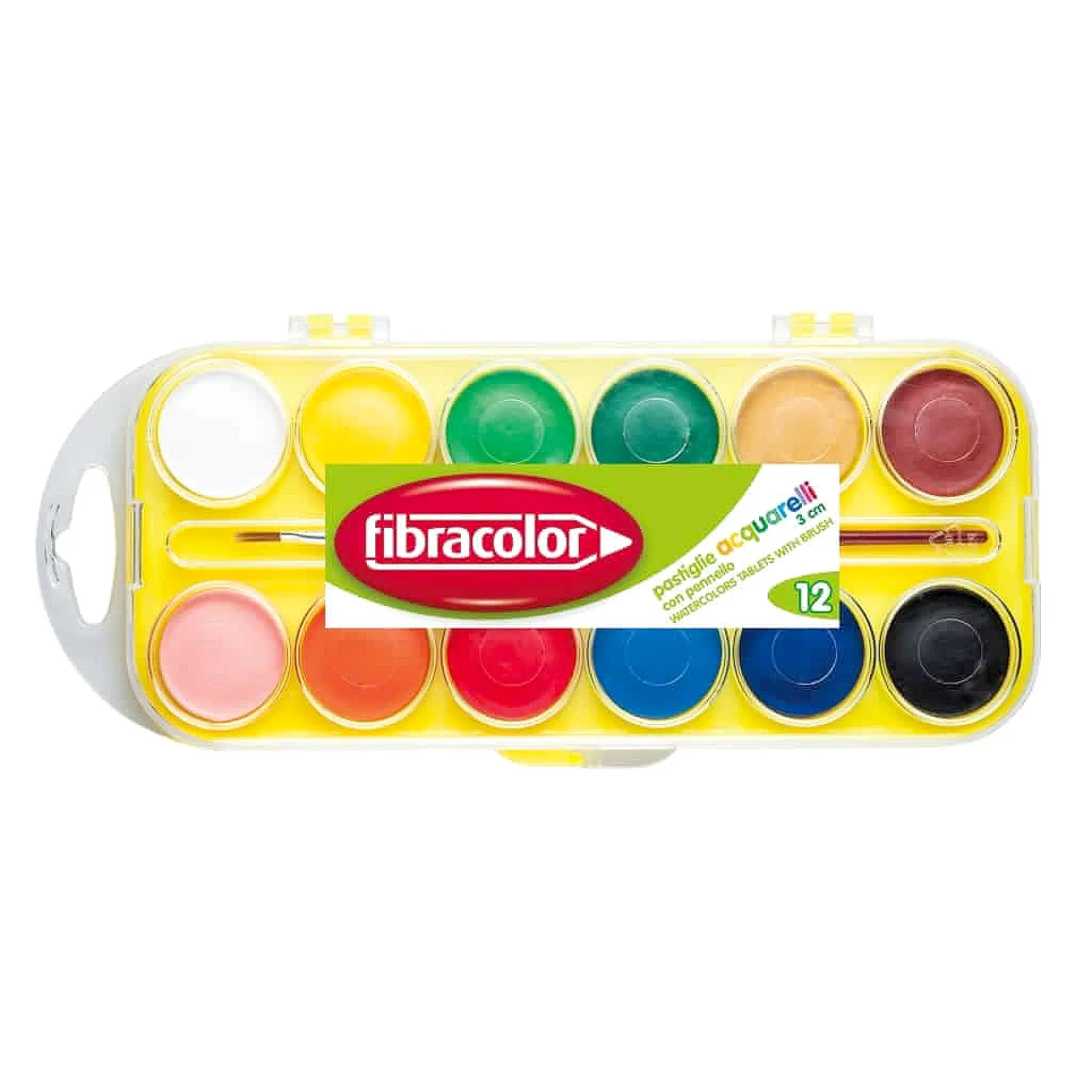 ألوان مائية (أكواريل) أقراص – 12 لون – Fibracolor