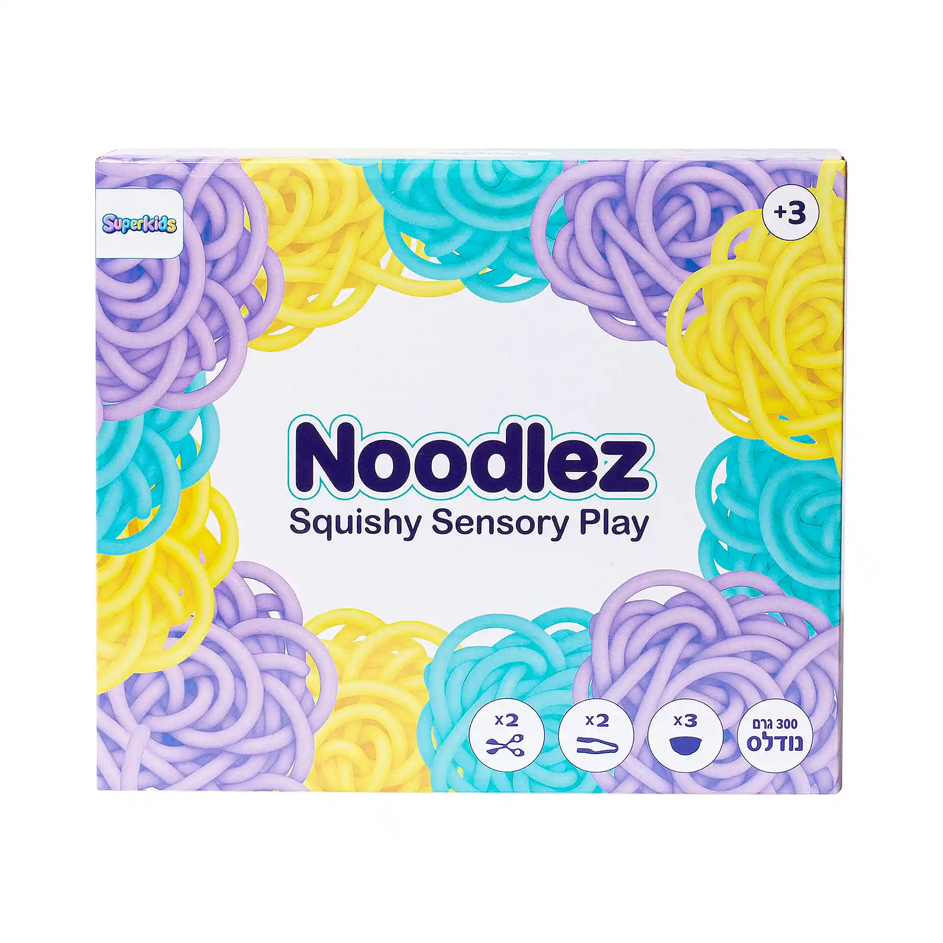 نودلز حسي (Noodlez) – 3 ألوان (300 غرام) – SuperKids